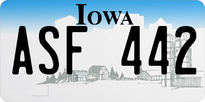 IA license plate ASF442