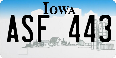 IA license plate ASF443