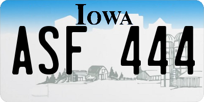 IA license plate ASF444