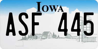 IA license plate ASF445