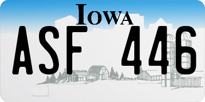 IA license plate ASF446