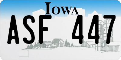 IA license plate ASF447