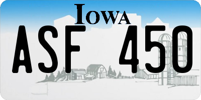 IA license plate ASF450