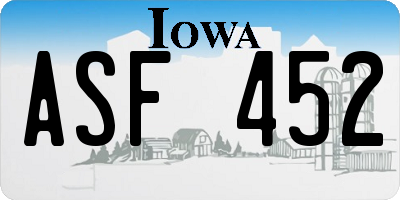 IA license plate ASF452