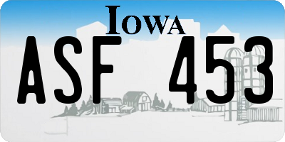 IA license plate ASF453