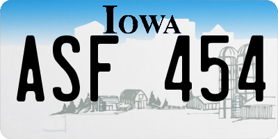 IA license plate ASF454