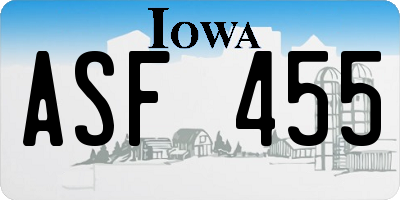 IA license plate ASF455