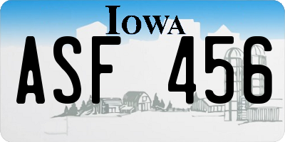 IA license plate ASF456