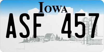 IA license plate ASF457