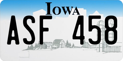 IA license plate ASF458