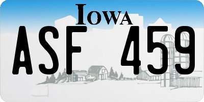 IA license plate ASF459