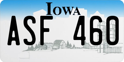 IA license plate ASF460