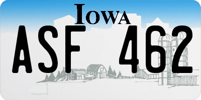 IA license plate ASF462