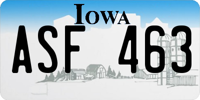 IA license plate ASF463