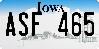 IA license plate ASF465