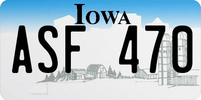 IA license plate ASF470