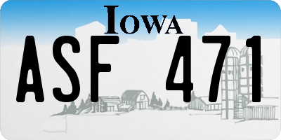 IA license plate ASF471