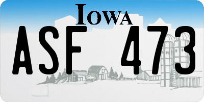 IA license plate ASF473