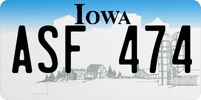 IA license plate ASF474