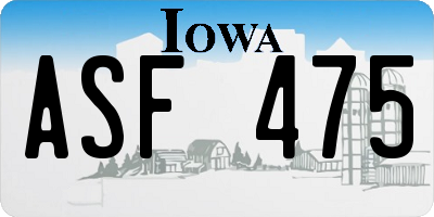 IA license plate ASF475