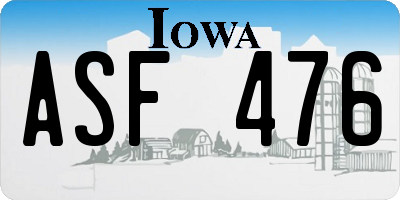 IA license plate ASF476