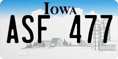 IA license plate ASF477