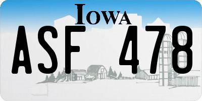 IA license plate ASF478