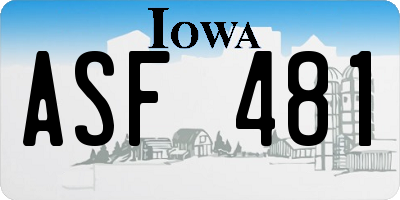 IA license plate ASF481