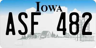 IA license plate ASF482