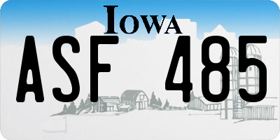 IA license plate ASF485