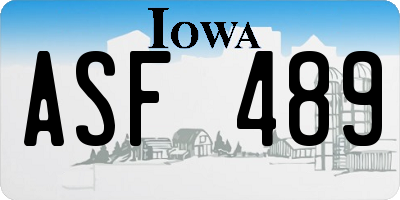 IA license plate ASF489