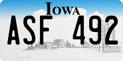 IA license plate ASF492