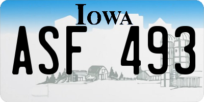 IA license plate ASF493