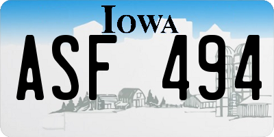 IA license plate ASF494