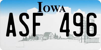 IA license plate ASF496
