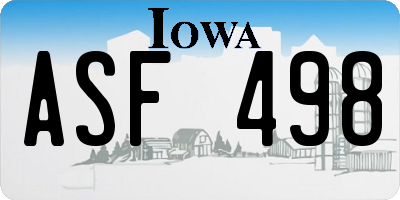 IA license plate ASF498