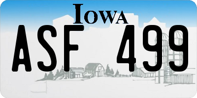 IA license plate ASF499