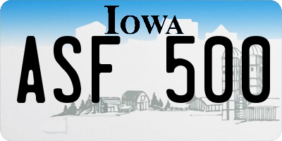 IA license plate ASF500