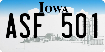 IA license plate ASF501