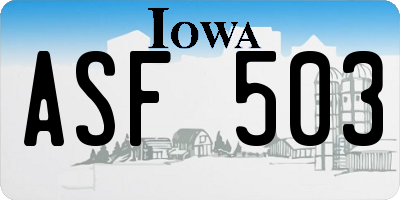 IA license plate ASF503