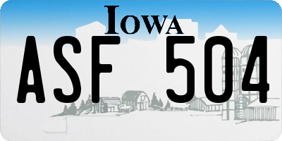 IA license plate ASF504