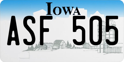 IA license plate ASF505