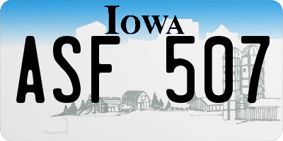 IA license plate ASF507