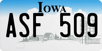 IA license plate ASF509