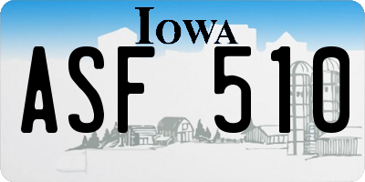 IA license plate ASF510