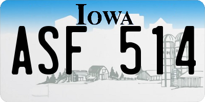 IA license plate ASF514