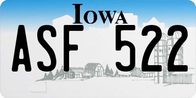 IA license plate ASF522