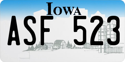 IA license plate ASF523