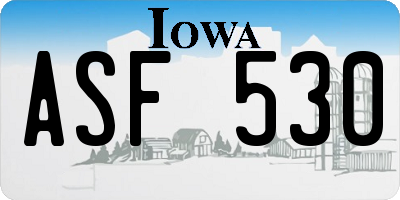 IA license plate ASF530