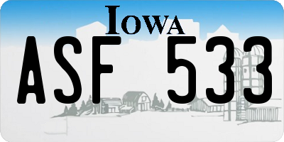 IA license plate ASF533